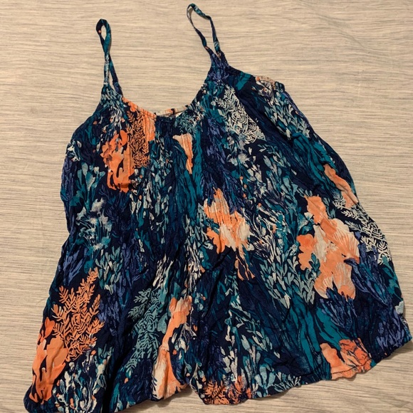 Old Navy Blue Floral Strappy Tank Blouse Sz XS - Picture 1 of 3
